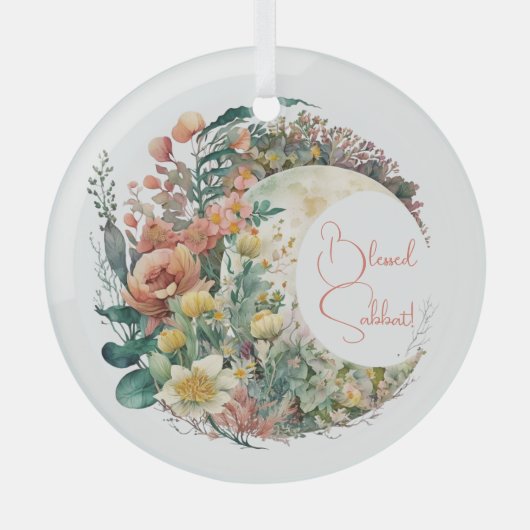 Create Your Own Tropical Floral Crescent Moon Ornament Aus Glas (Vorderseite)