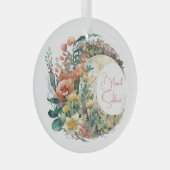 Create Your Own Tropical Floral Crescent Moon Ornament Aus Glas (Vorderseite Rechts)