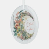 Create Your Own Tropical Floral Crescent Moon Ornament Aus Glas (Vorderseite links)