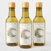 Create Your Own Tropical Floral Crescent Moon Weinetikett (Flaschen)