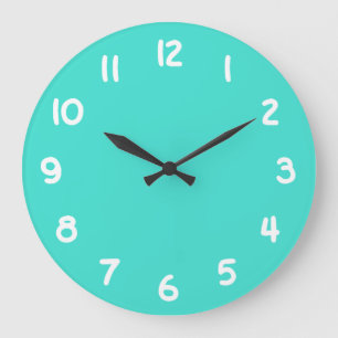 Create Your Own Turquoise and White Numbers Große Wanduhr