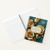 Create Your Own Turquoise Gold Roses Spray Floral Notizblock (Innenseite)