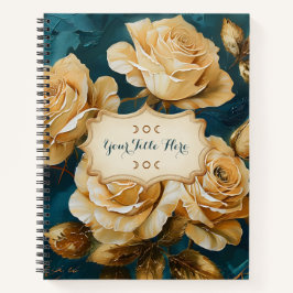 Create Your Own Turquoise Golden Yellow Roses Notizblock