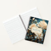 Create Your Own Turquoise Pale Peach Roses Floral Notizblock (Innenseite)