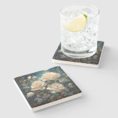 Create Your Own Turquoise Pale Peach Roses Floral Steinuntersetzer (Seitenansicht)
