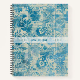 Create Your Own Vintage Blue Brocade Newsprint Notizblock