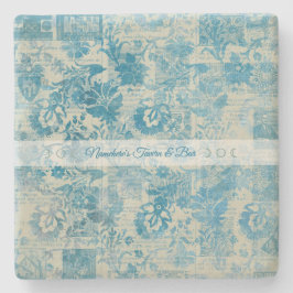 Create Your Own Vintage Blue Brocade Newsprint Steinuntersetzer