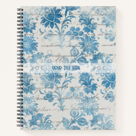 Create Your Own Vintage Blue Damask Love Letter Notizblock