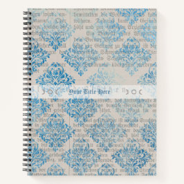 Create Your Own Vintage Blue Damask Newsprint Notizblock