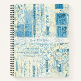 Create Your Own Vintage Blue Damask Postage Notizblock