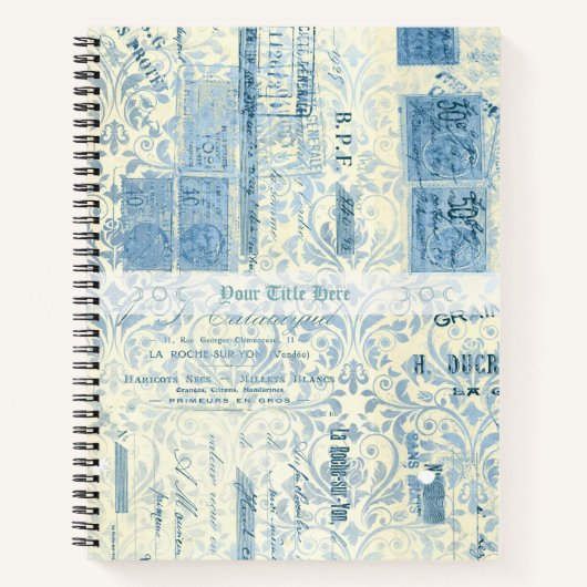 Create Your Own Vintage Blue Damask Postage Notizblock (Vorderseite)