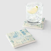 Create Your Own Vintage Blue Damask Postage Steinuntersetzer (Seitenansicht)