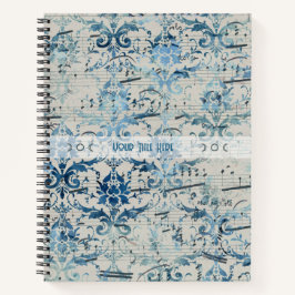 Create Your Own Vintage Blue Damask Sheet Music Notizblock