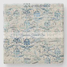 Create Your Own Vintage Blue Damask Sheet Music Steinuntersetzer