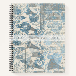 Create Your Own Vintage Blue Floral Newsprint Notizblock