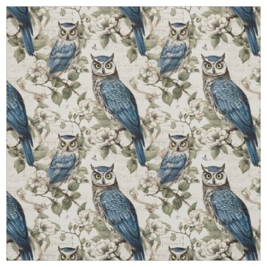 Create Your Own Vintage Blue Owls Stoff (Muster)