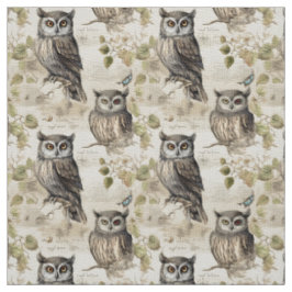 Create Your Own Vintage Brown Owls Stoff