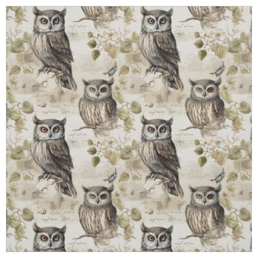 Create Your Own Vintage Brown Owls Stoff (Muster)