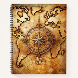 Create Your Own Vintage Compass Rose Travel Map Notizblock