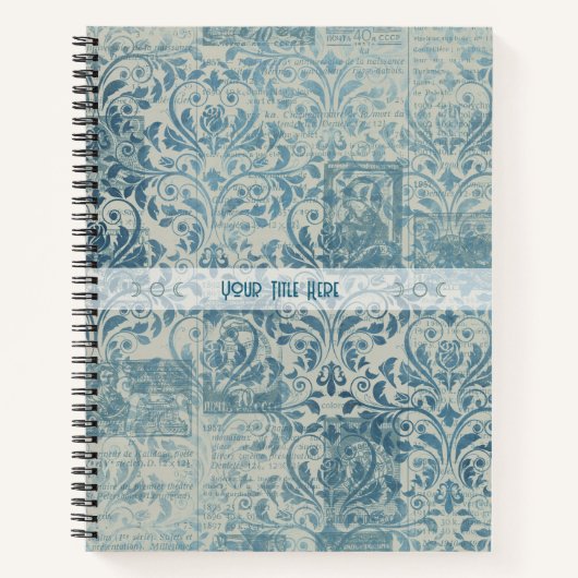 Create Your Own Vintage Teal Damask Newsprint Notizblock (Vorderseite)