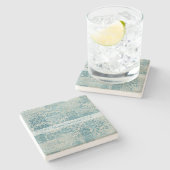 Create Your Own Vintage Teal Damask Newsprint Steinuntersetzer (Seitenansicht)