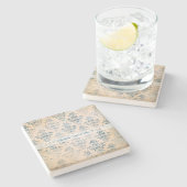 Create Your Own Vintage Teal Damask Steinuntersetzer (Seitenansicht)