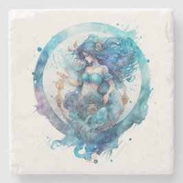 Create Your Own Watercolor Aquarius Steinuntersetzer