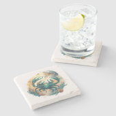 Create Your Own Watercolor Cancer Steinuntersetzer (Seitenansicht)