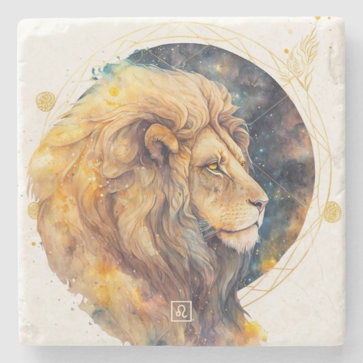 Create Your Own Watercolor Leo Steinuntersetzer (Vorderseite)