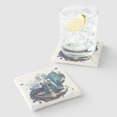 Create Your Own Watercolor Libra Steinuntersetzer (Seitenansicht)