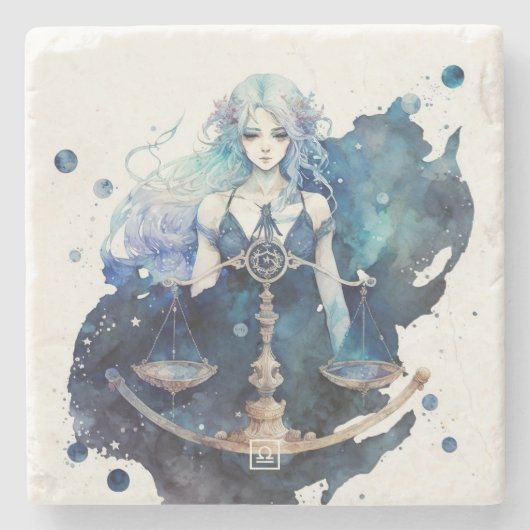 Create Your Own Watercolor Libra Steinuntersetzer (Vorderseite)