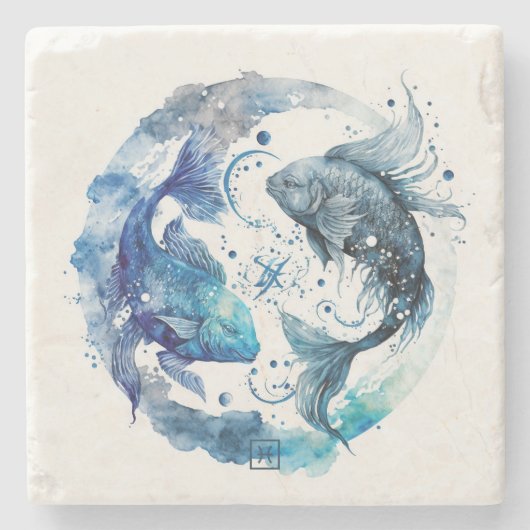Create Your Own Watercolor Pisces Steinuntersetzer (Vorderseite)