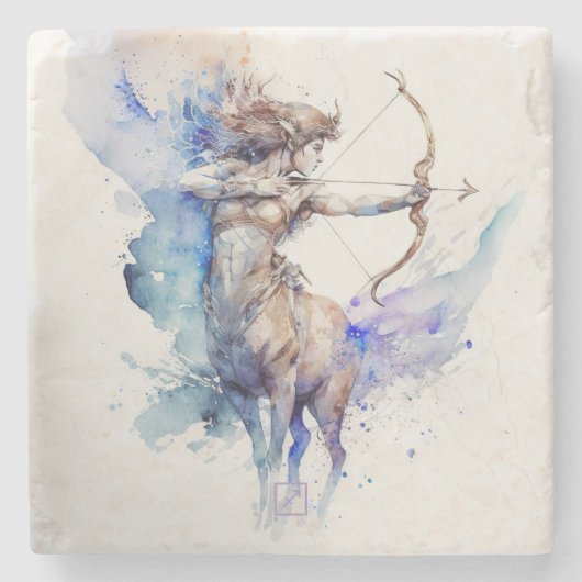 Create Your Own Watercolor Sagittarius Steinuntersetzer (Vorderseite)