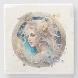 Create Your Own Watercolor Virgo Steinuntersetzer