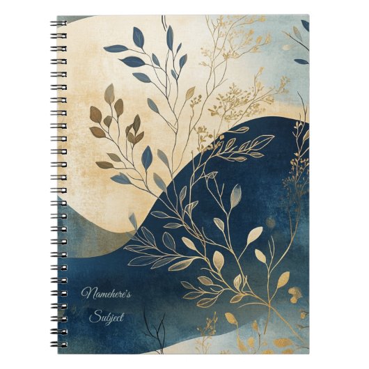 Create Your Own Wavy Blue Floral Minimalist Notizblock (Vorderseite)