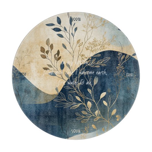 Create Your Own Wavy Blue Floral Minimalist Schneidebrett (Vorderseite)