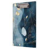 Create Your Own Wavy Blue Gold Floral Minimalist Klemmbrett (Links)