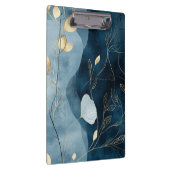 Create Your Own Wavy Blue Gold Floral Minimalist Klemmbrett (Rechts)