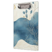 Create Your Own Wavy Blue Gold Floral Minimalist Klemmbrett (Links)
