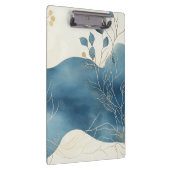 Create Your Own Wavy Blue Gold Floral Minimalist Klemmbrett (Rechts)