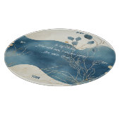 Create Your Own Wavy Blue Gold Floral Minimalist Schneidebrett (Ecke)