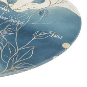 Create Your Own Wavy Blue Gold Floral Minimalist Schneidebrett (Ecke)