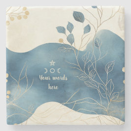Create Your Own Wavy Blue Gold Floral Minimilist Steinuntersetzer
