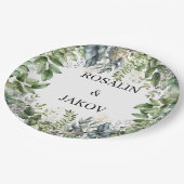 Create Your Own wedding eucalyptus Pappteller (Schrägansicht)