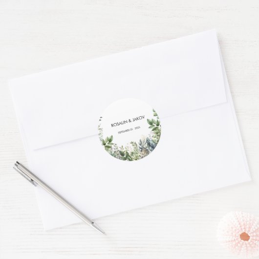 Create Your Own wedding eucalyptus Runder Aufkleber (Umschlag)