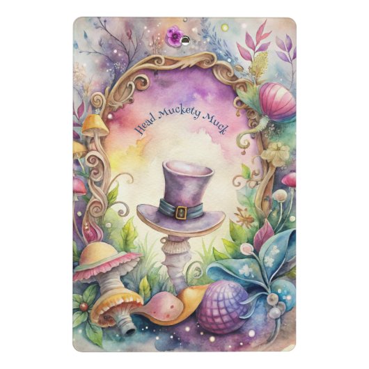 Create Your Own Whimsical Purple Top Hat Mini Klemmbrett (Rückseite)