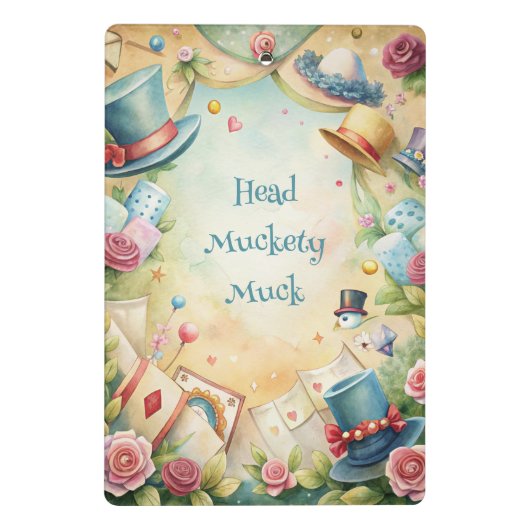 Create Your Own Whimsical Top Hats Yellow & Blue Mini Klemmbrett (Rückseite)