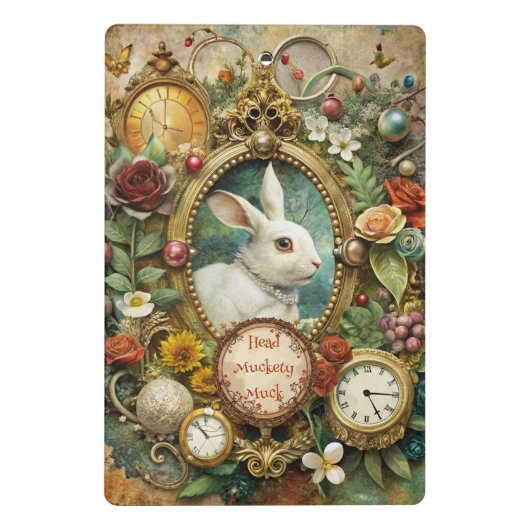 Create Your Own Whimsical White Rabbit Mini Klemmbrett (Rückseite)