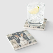 Create Your Own White Rabbit Botanical Steinuntersetzer (Seitenansicht)