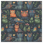 Create Your Own Wild Goblin Cats Birds Black Stoff (Nahaufnahme)